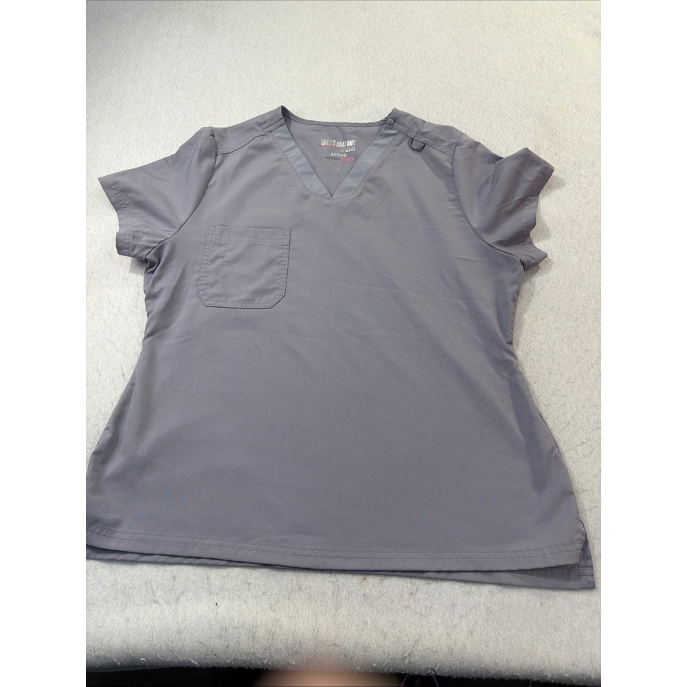 Greys Anatomy Bree Spandex Stretch Womens Scrub Top Tuck In Gray Size Large